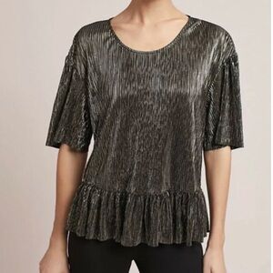 Anthropologie eri + ali Shimmer pleated Peplum Top